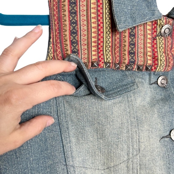 Cripple Creek Denim Aztec Southwest Studded Button Front Vest - Picture 7 of 10